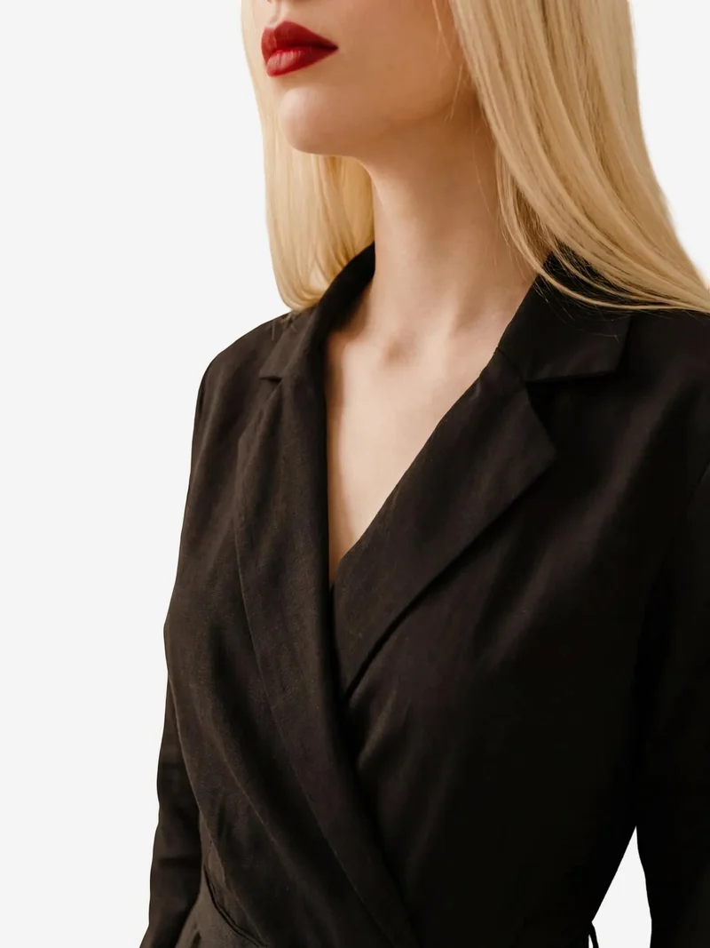 MY FASHION Black MY FASHION Belted Long Sleeve Maxi Dress for Women | Best Price UAE